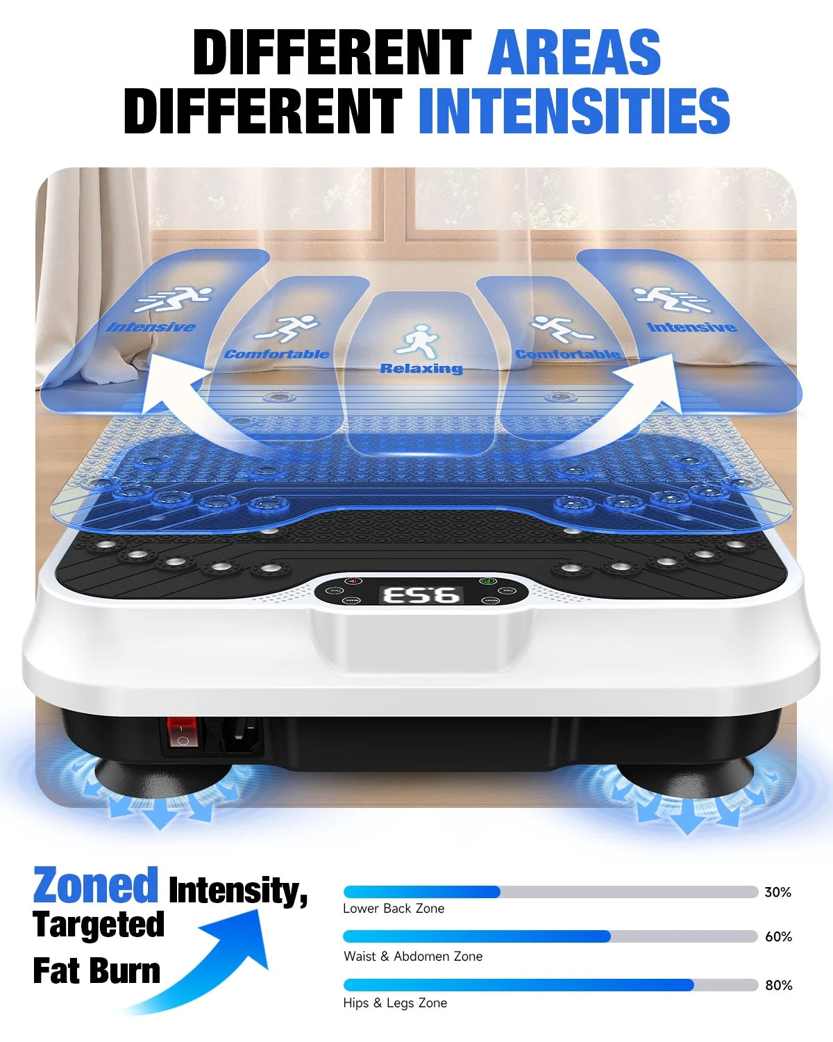 Vibration Plate Exercise Machine Whole Body Workout Vibration Fitness Platform with LCD Display, White