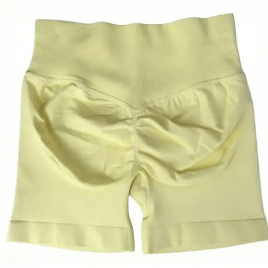 Impact Shorts Low-Rise Seamless Yoga Shorts, Hip-Lifting Fitness Shorts, Cycling Shorts, Stretch Fitness Apparel - Color: LL Light yellow, Size: XS