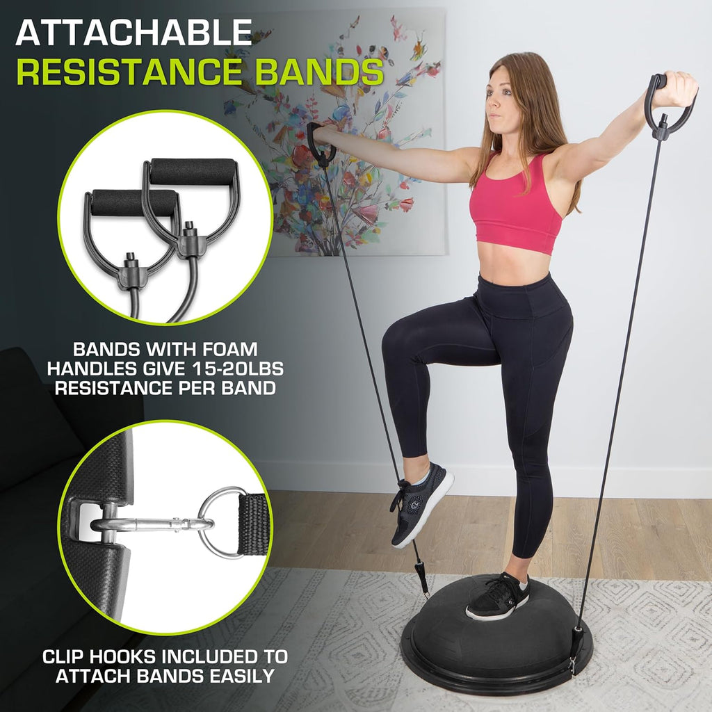 Balance Trainer Stability Exercise Half Ball with Resistance Bands and Pump for Yoga Aerobics Home Gym Workout
