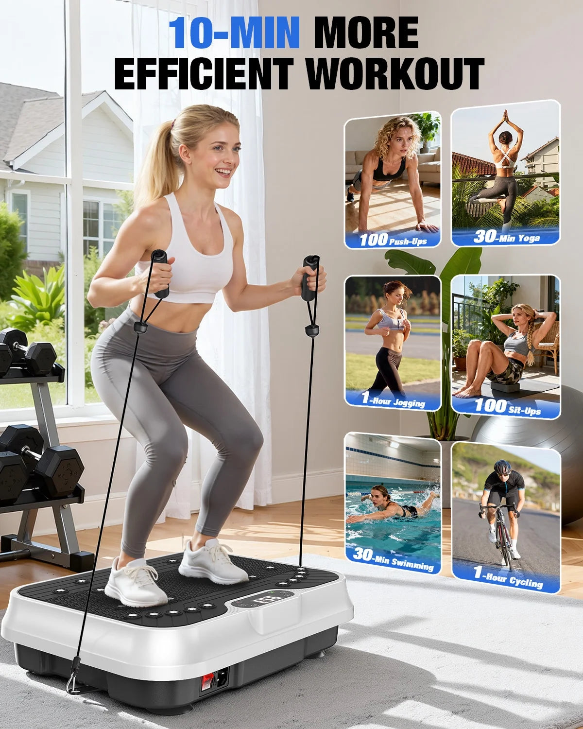 Vibration Plate Exercise Machine Whole Body Workout Vibration Fitness Platform with LCD Display, White