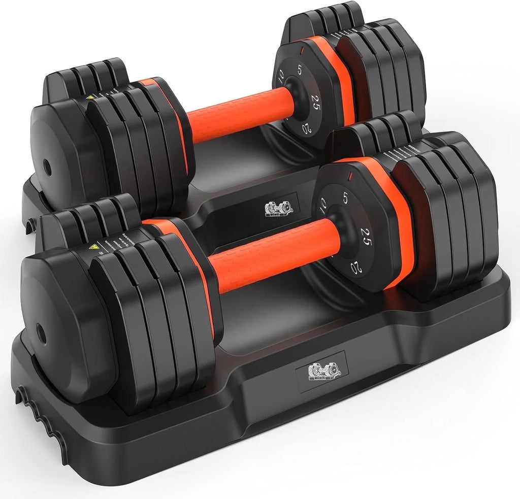 Adjustable Dumbbells Set 25LB a Pair Dumbbells Weights, 5 in 1 Free Weights 5/10/15/20/25Lb/50Lb Dumbbell with Anti-Slip Handle, Suitable for Home Gym Exercise Equipment