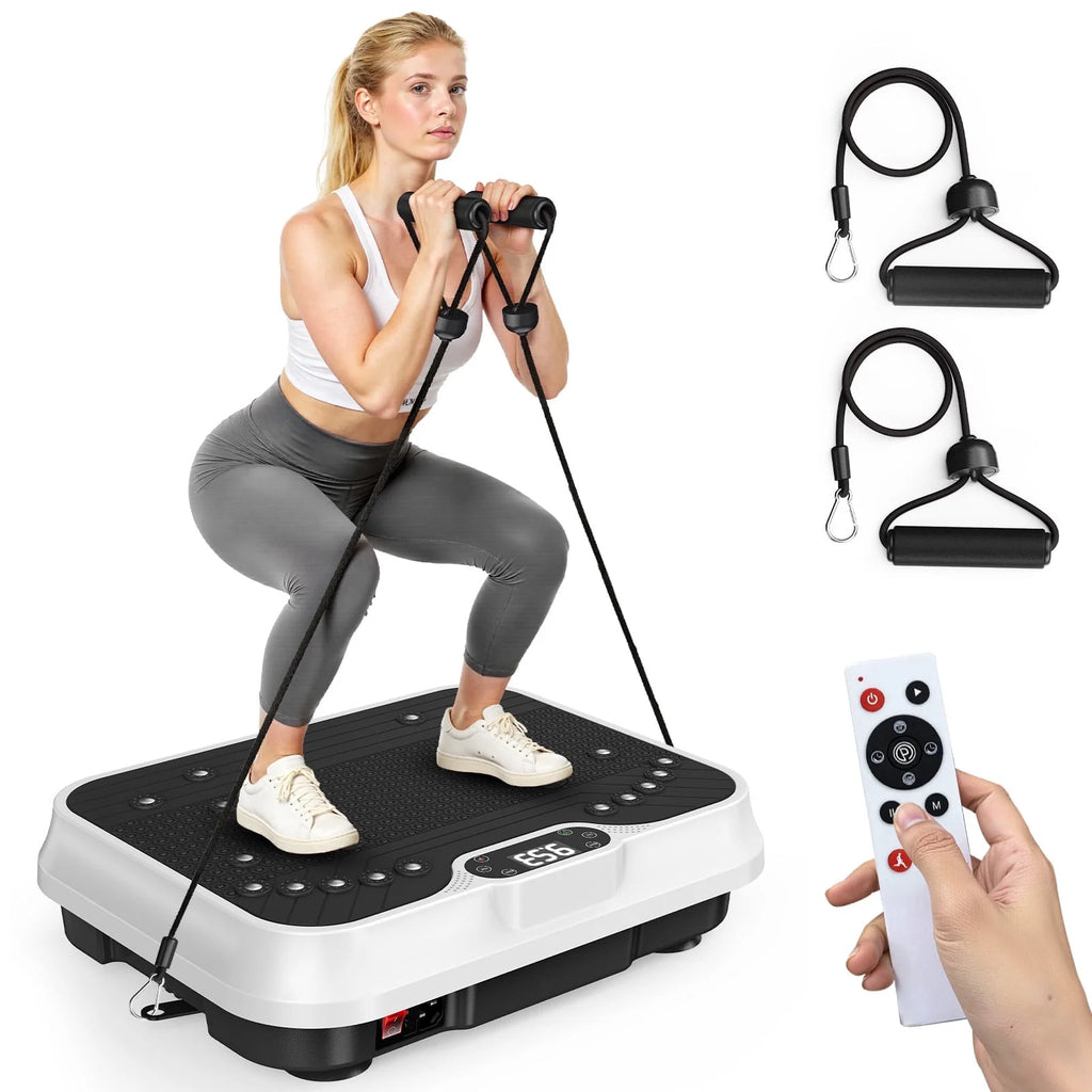 Vibration Plate Exercise Machine Whole Body Workout Vibration Fitness Platform with LCD Display, White