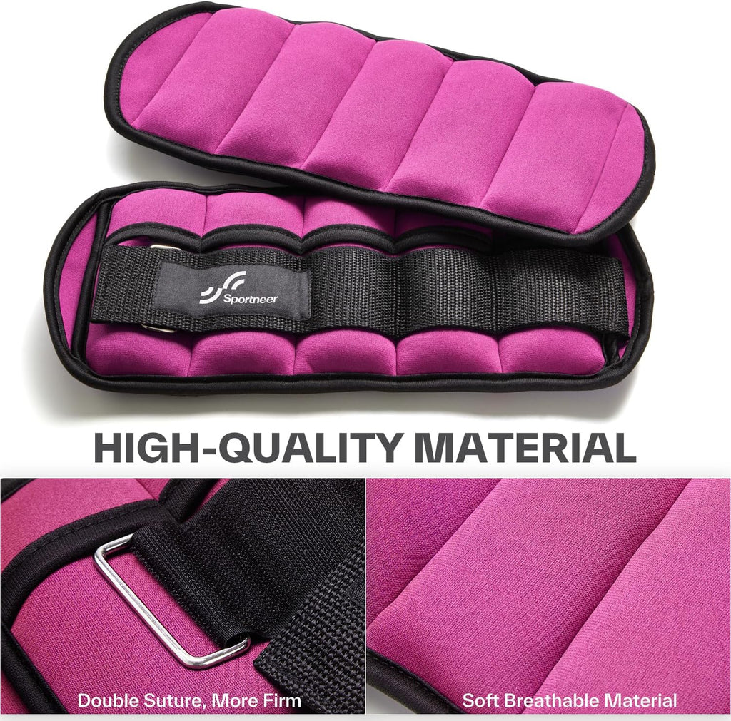 Adjustable Ankle/Wrist Weights for Men Women Kids, Weighted Leg & Cuff Strength Training for Yoga Walking Running Aerobics Gym Fitness Physical Therapy