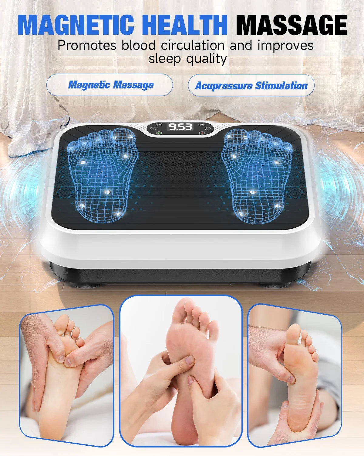 Vibration Plate Exercise Machine Whole Body Workout Vibration Fitness Platform with LCD Display, White