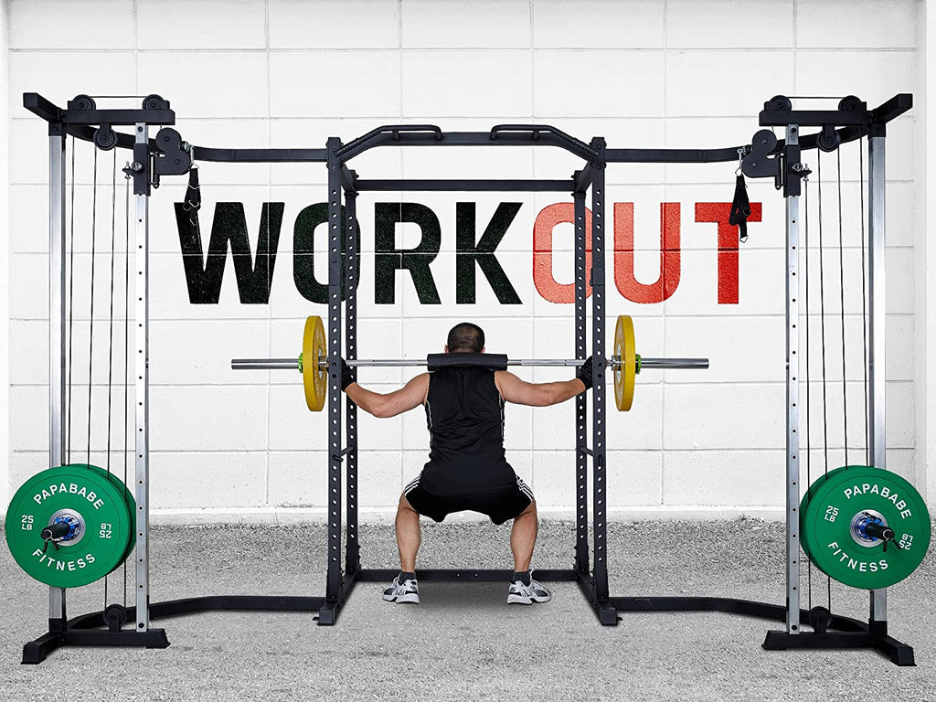 Power Cage, Squat Rack with Cable Crossover Power Rack with LAT Pulldown(Power Cage with Cable Crossover)