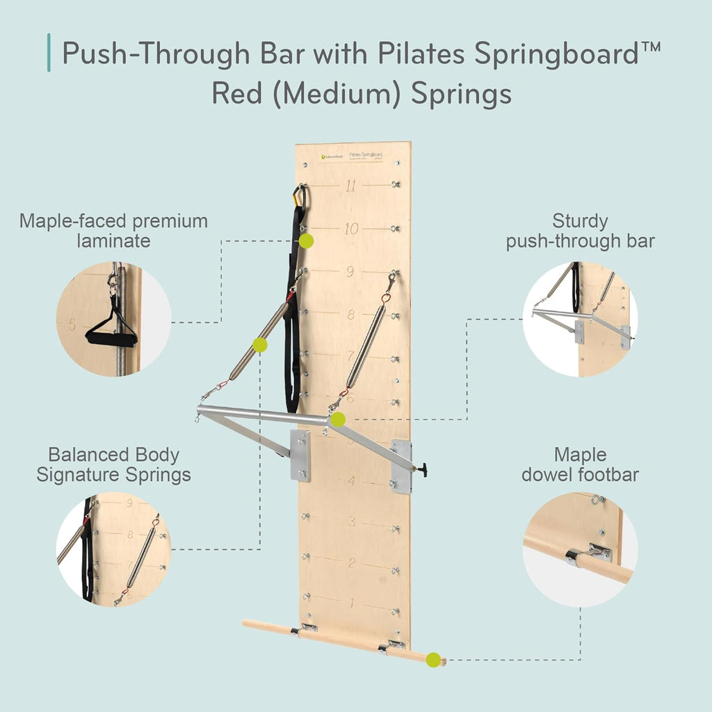 Pilates Springboard, Wall Mounted Pilates Workout Equipment for Home Gym or Studio Use, Pilates Exercise Equipment with Resistance Springs